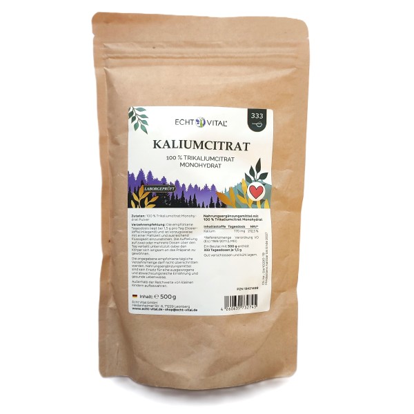 Potas -  cytrynian potasu proszek 500g Echt Vital