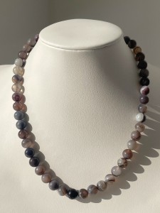 Naszyjnik agat botswana 8 mm stal